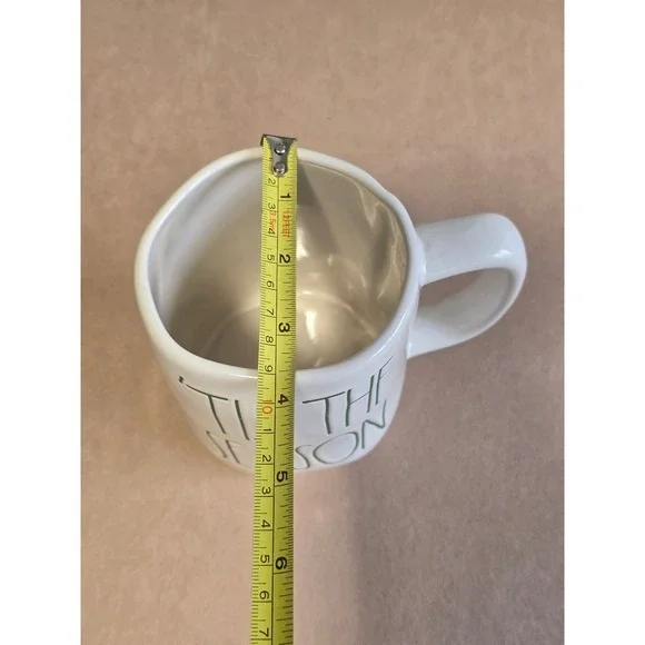 Rae Dunn Tis The Season Christmas Mug Cream Green Artisan Collection Magenta - Picture 3 of 7